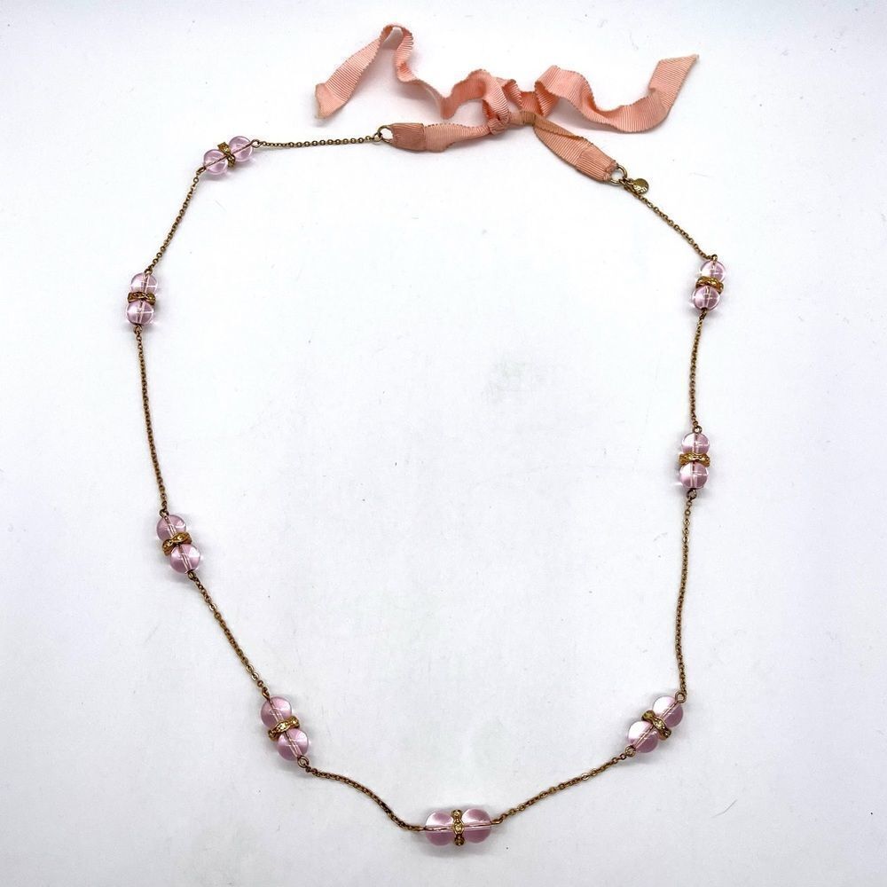 J.Crew Crystal Long Necklace in Gold Tone Chain - Picture 5 of 5